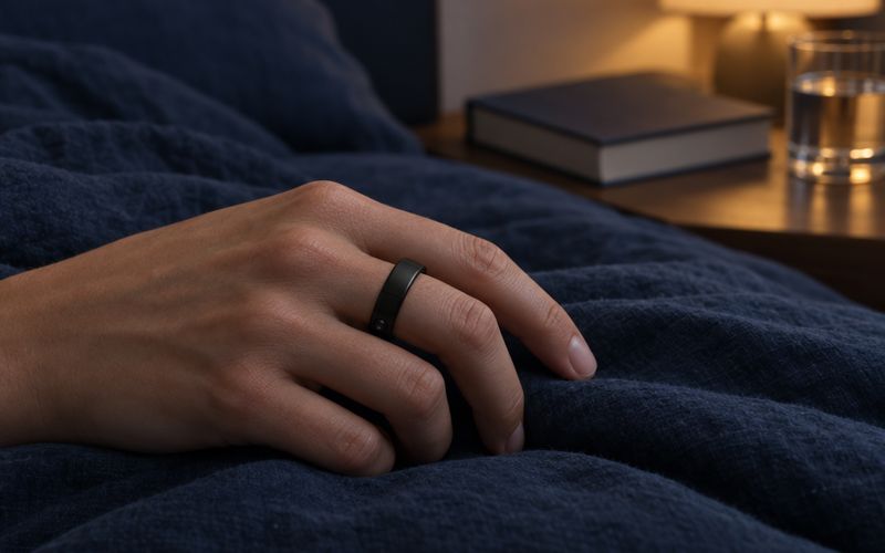 Symbolbild: Smart Ring am Finger am Abend