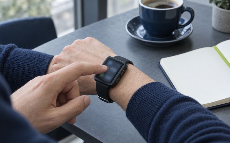 Symbolbild: Smartwatch am Handgelenk, daneben ein Smartphone