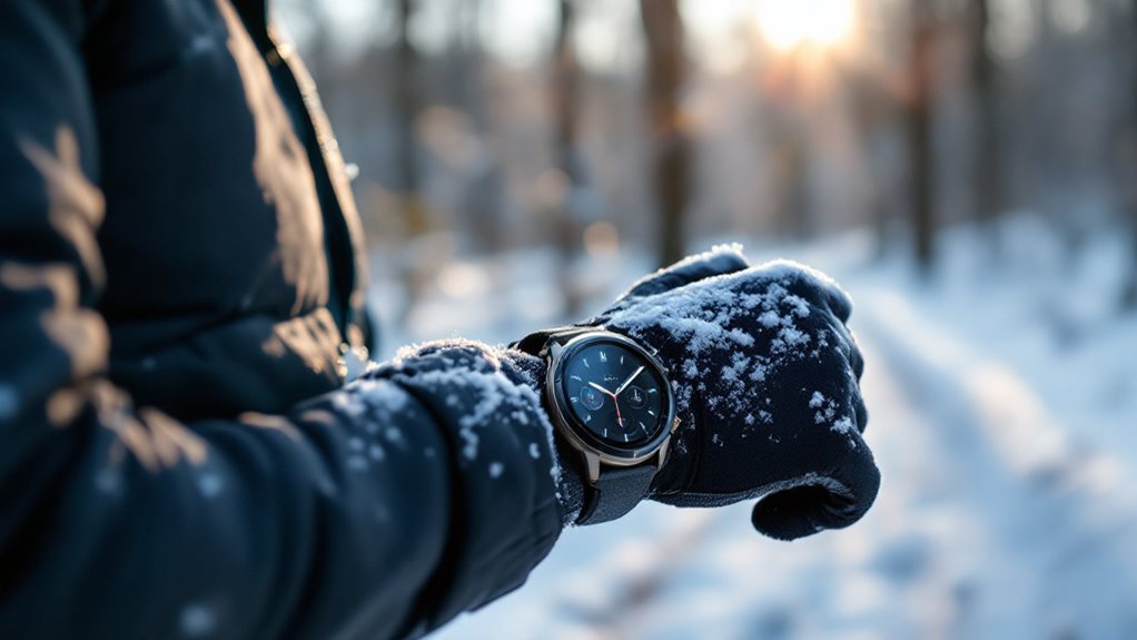 Halte die Uhrenknöpfe auch mit Handschuhen gut erreichbar